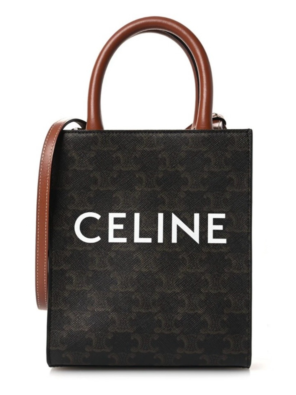 NWOT Celine Vertical Cabas Tote Triomphe Coated Canvas - Brown Mini